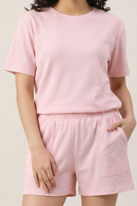 Zivame Knit Cotton Shorts Set - Pink Dogwood — image 6